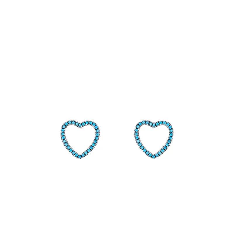 Cute Turquoise Heart-shaped Sterling Silver Earrings