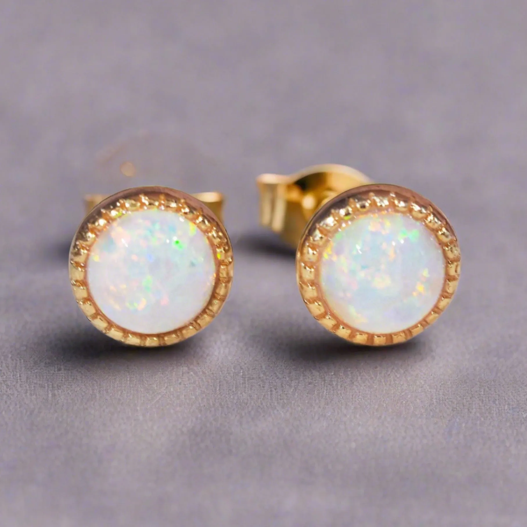 Dainty Gold Opal Earrings