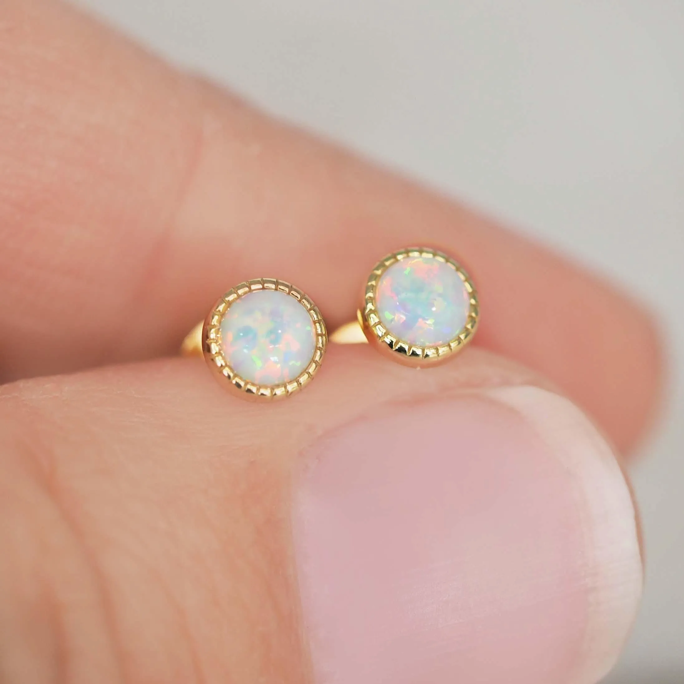 Dainty Gold Opal Earrings