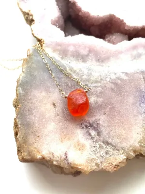 Dainty Raw Carnelian Necklace - Crystal Necklace - Carnelian Jewelry - Sacral Chakra Necklace - Gift For Her