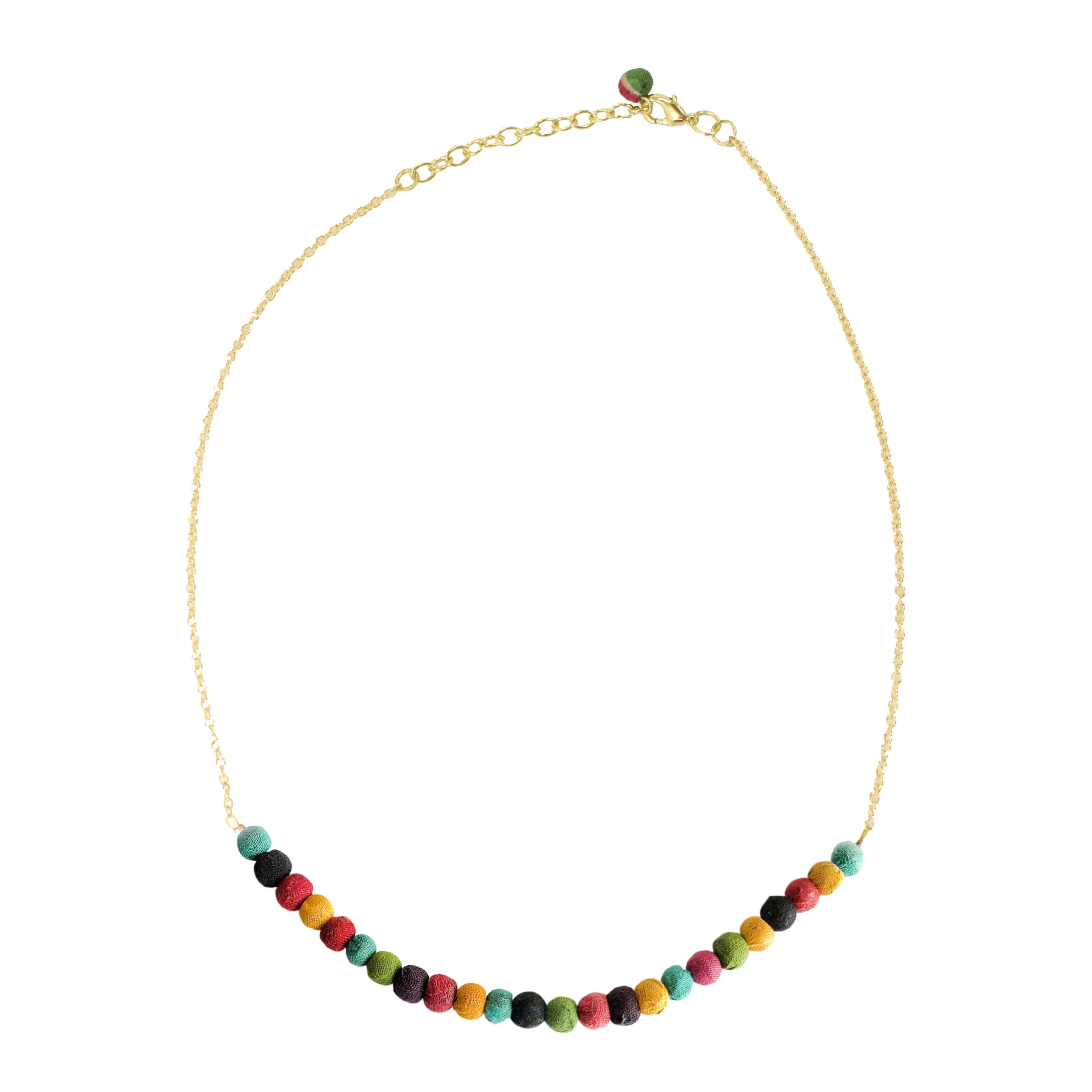 Delicate Kantha Sari Bead Necklace