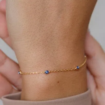 Delicate Sterling & Gold-Filled Evil Eye Bracelets