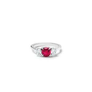 Delilah Engagement Ring 18ct White Gold - Ruby & Diamond