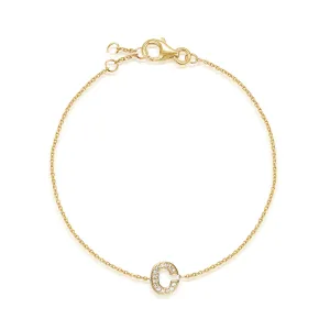 Diamond Vertical Initial Bracelet | 9K Yellow Gold