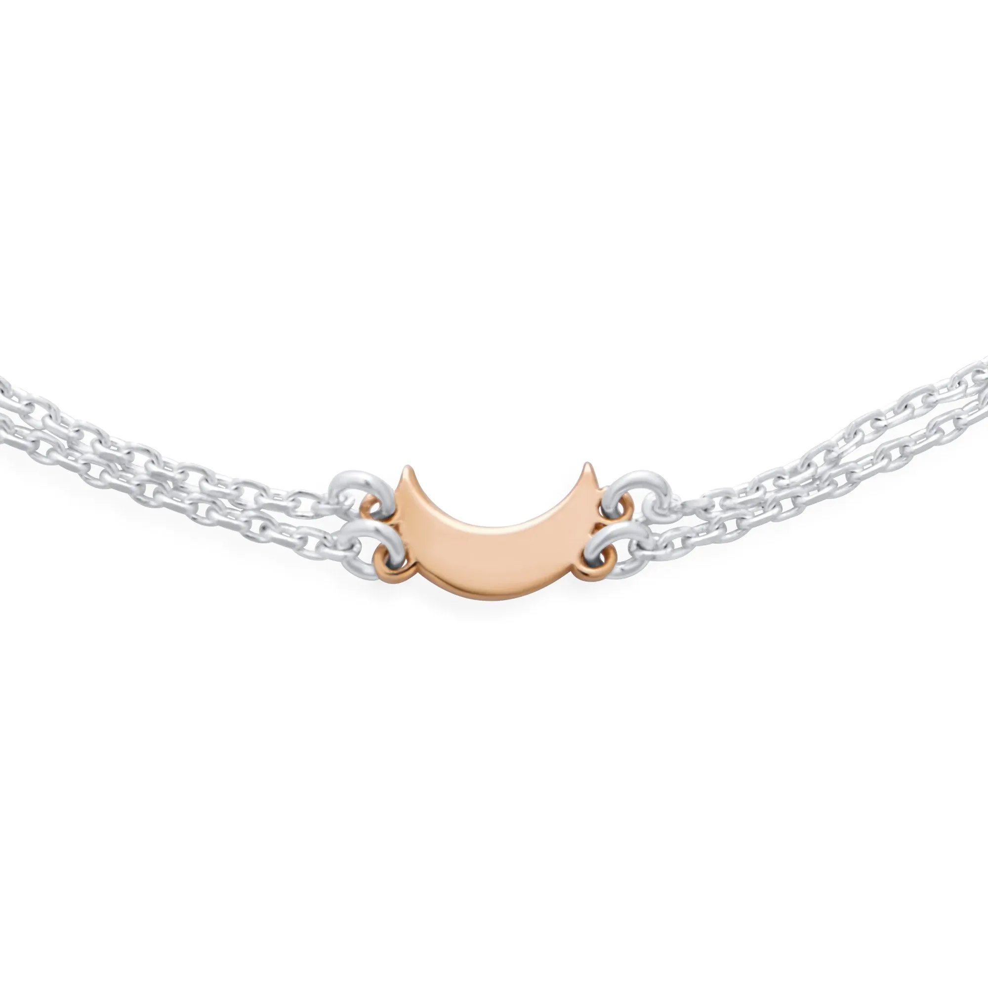 Double Chain Moon & Stars Anklet Ankle Bracelet Rose Gold Sterling Silver