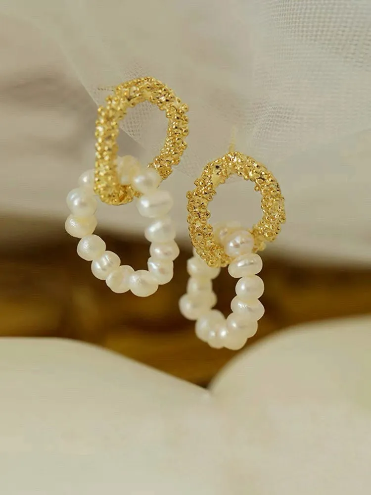 Elegant Baroque Pearl Hoop Earrings