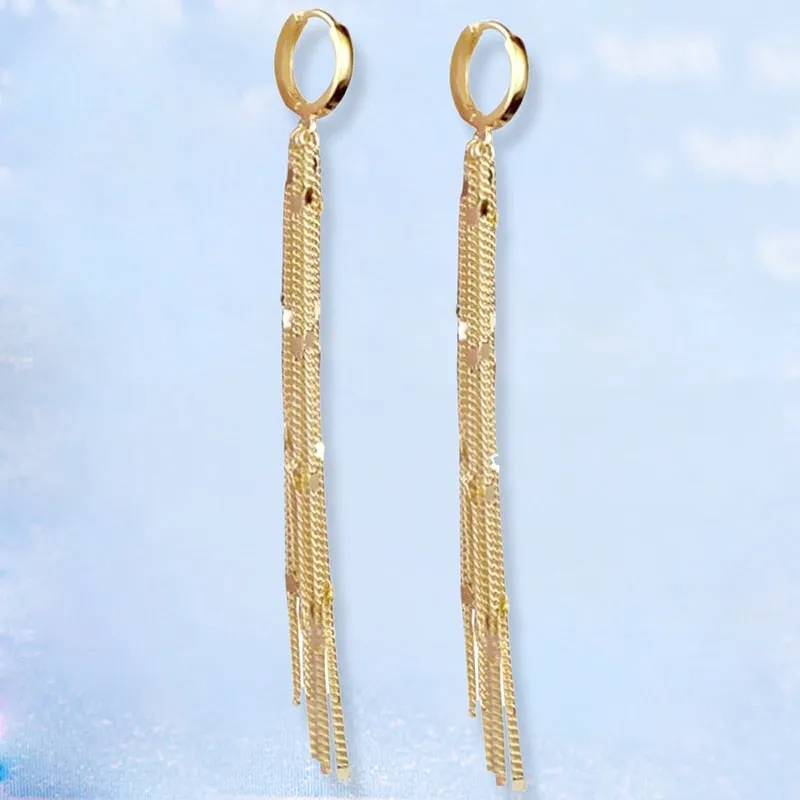 Elegant Flow Long Metal Tassel Earrings