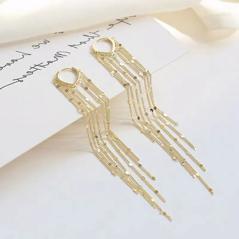 Elegant Flow Long Metal Tassel Earrings