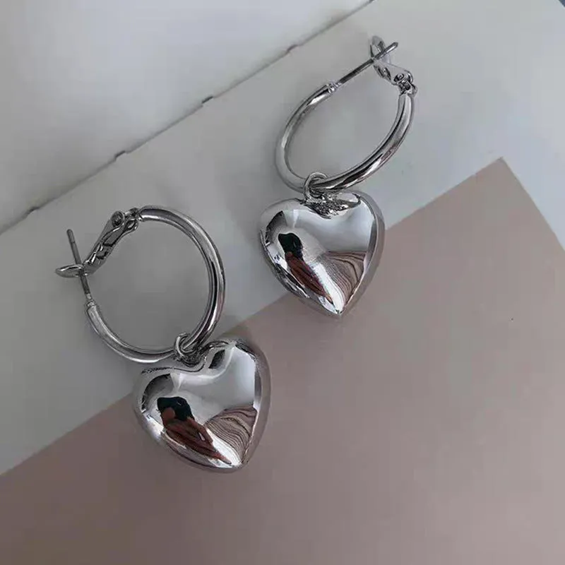 Elegant Geometric Heart Silver Drop JLT12864