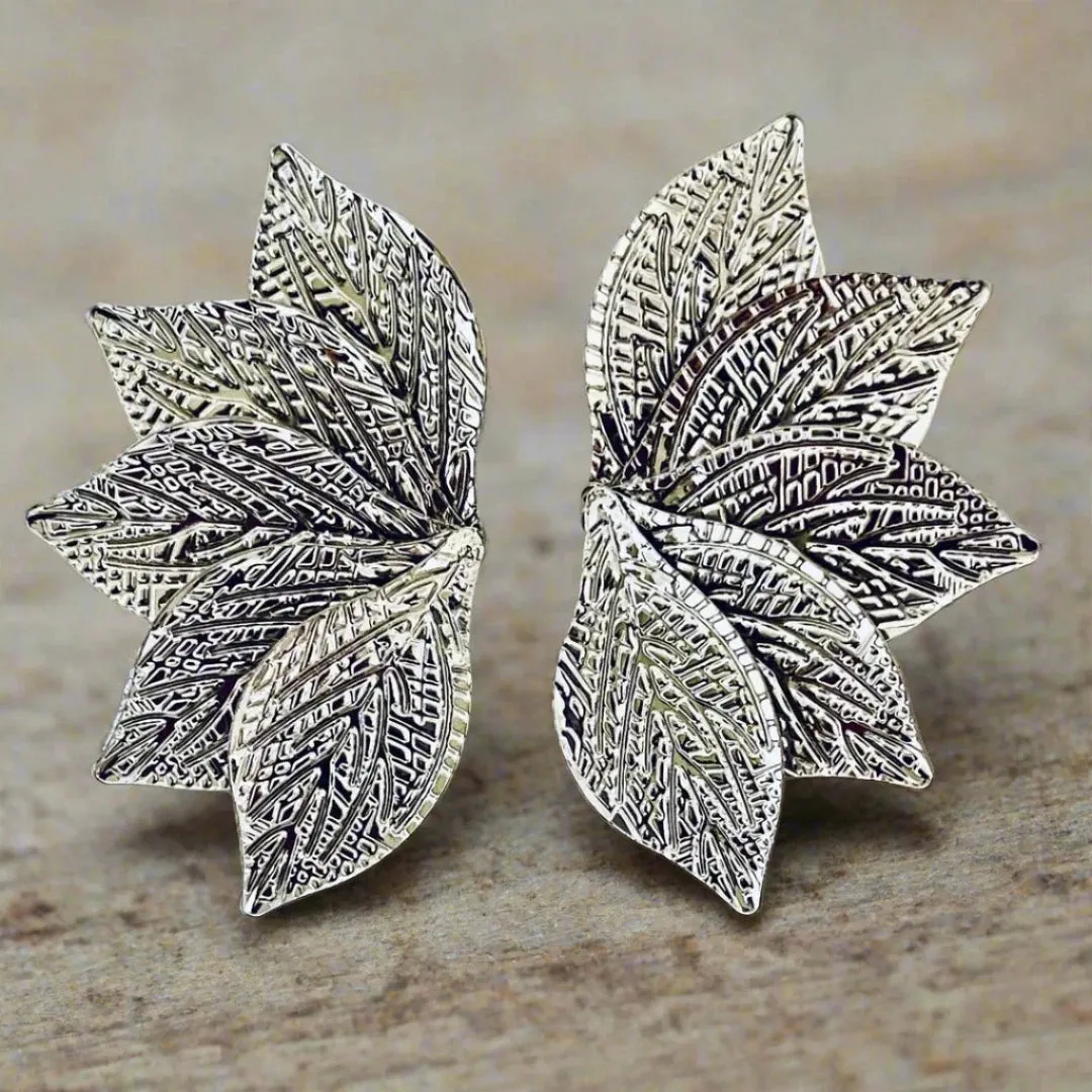 Elegant german silver flower studs