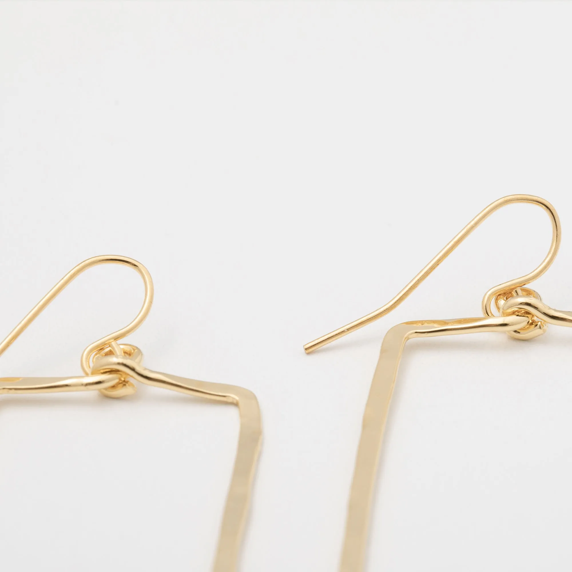 Elegant Golden Hammered Rectangle Earrings