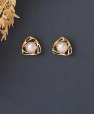 Elegant Real Pearl Stud Earring