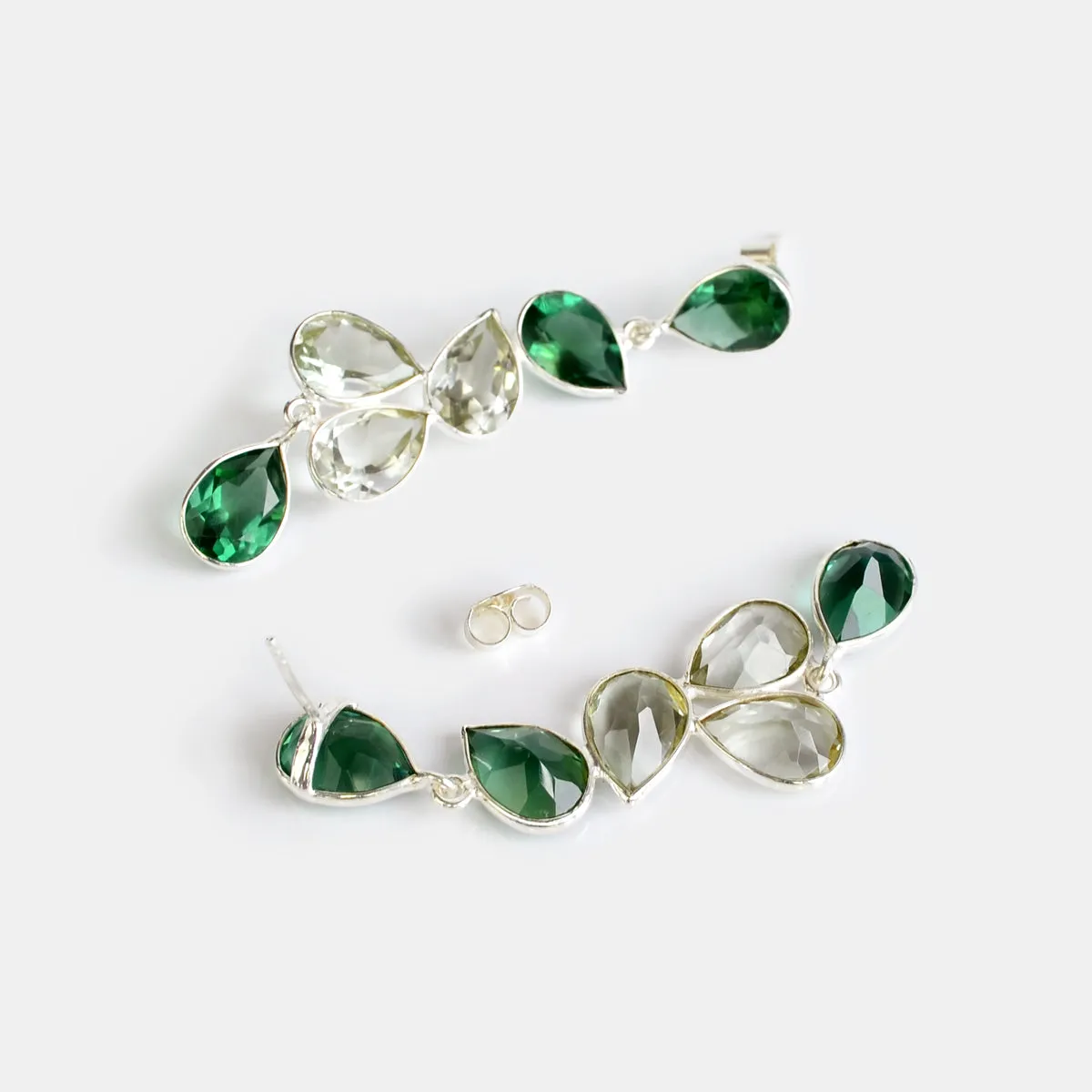 Elegant Tourmaline and Green Amethyst Statement Earrings