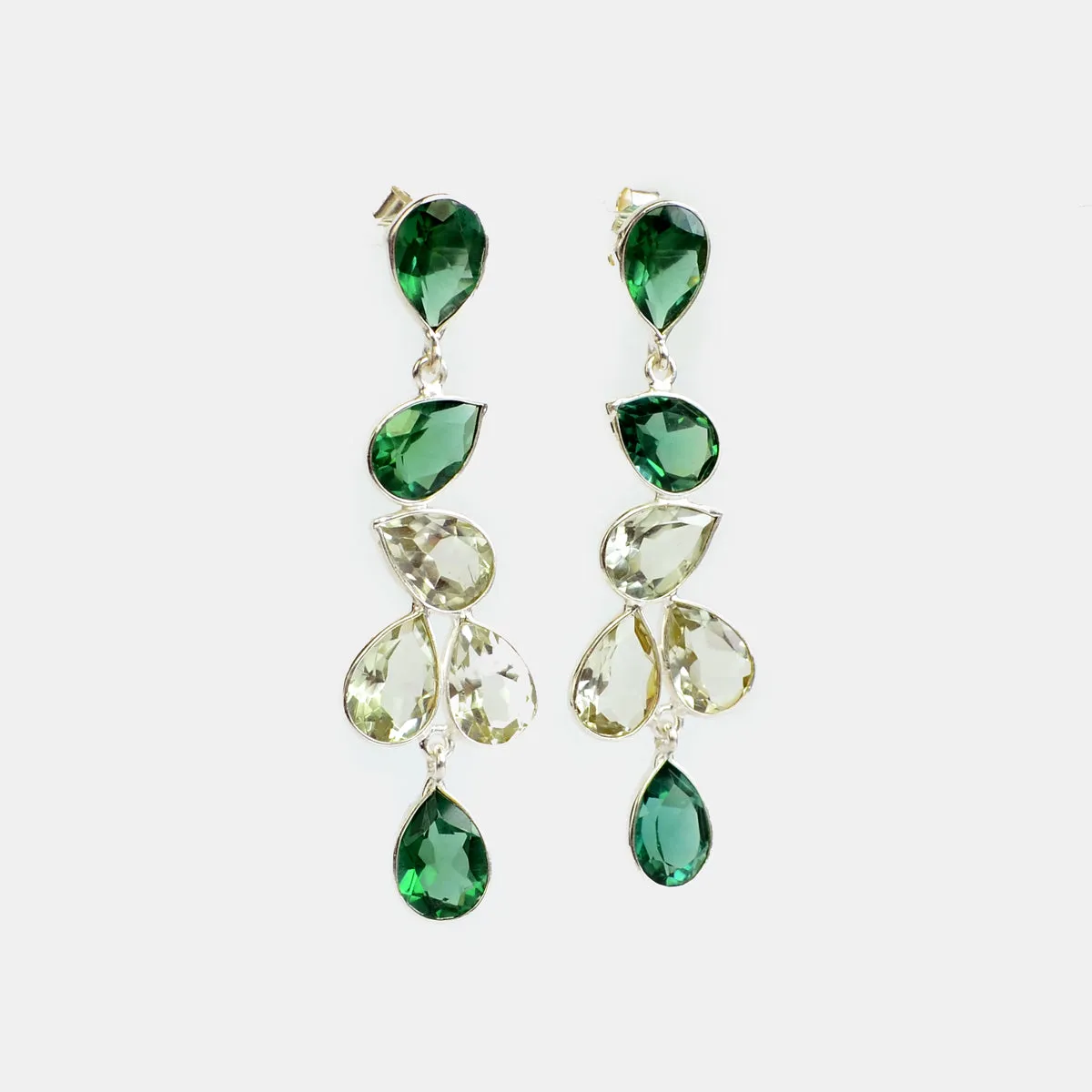 Elegant Tourmaline and Green Amethyst Statement Earrings