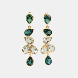 Elegant Tourmaline and Green Amethyst Statement Earrings