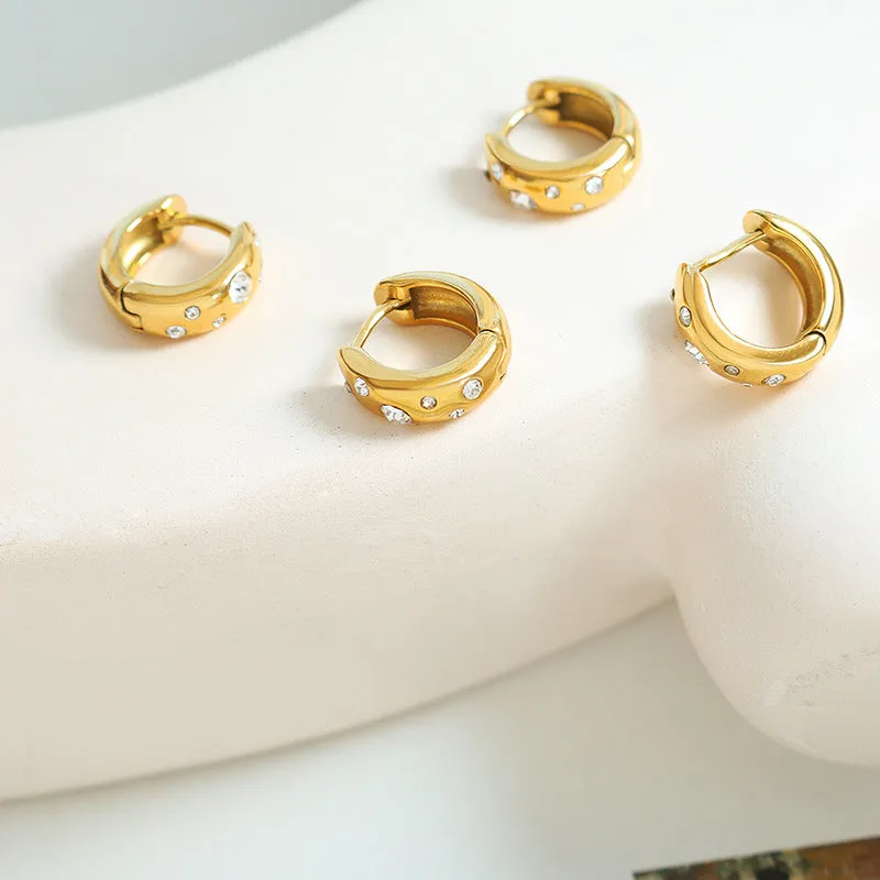 Elegant Zircon U-Shaped Earrings with Gold-Plated Finish