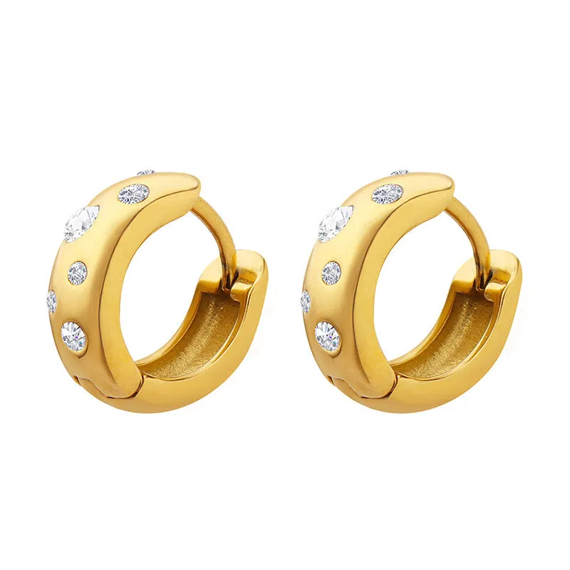 Elegant Zircon U-Shaped Earrings with Gold-Plated Finish