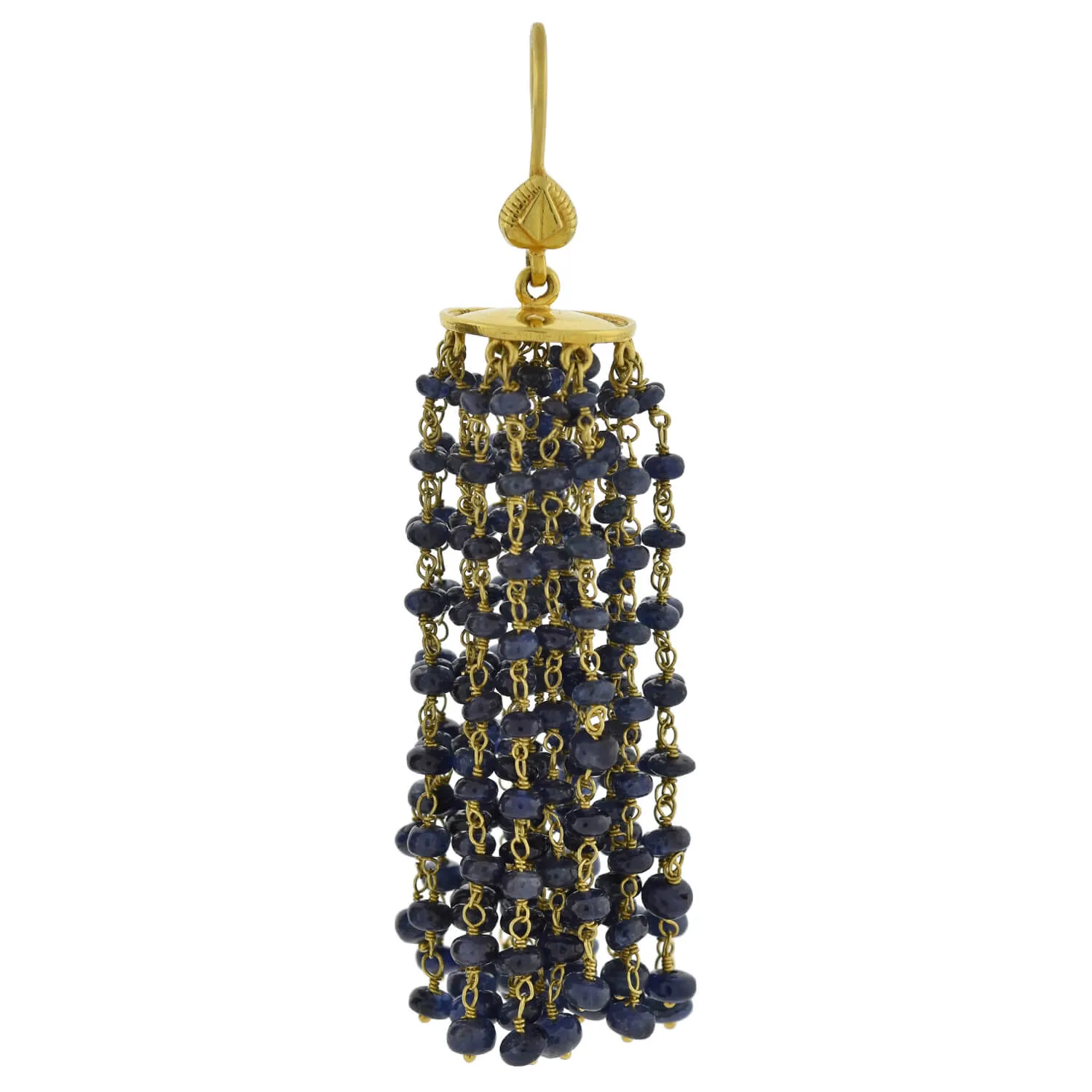 Estate 18kt Beaded Sapphire Tassel Earrings