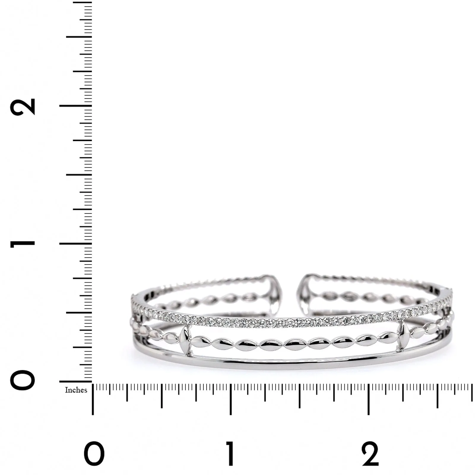 Etho Maria 18K White Gold 3 Row Diamond Cuff Bracelet