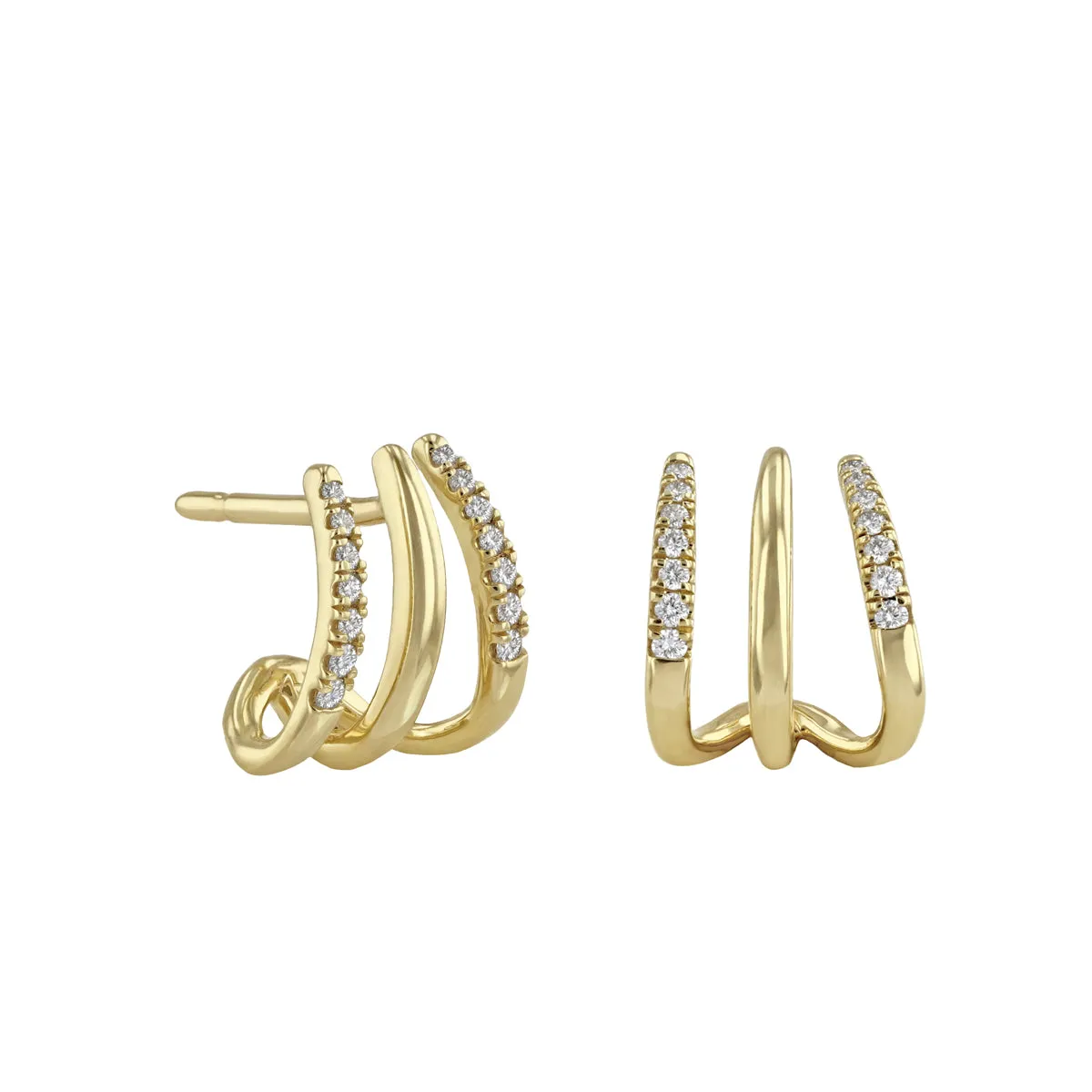 Everyday Diamond Claw Hoop Earrings | 9K Yellow Gold