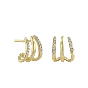 Everyday Diamond Claw Hoop Earrings | 9K Yellow Gold