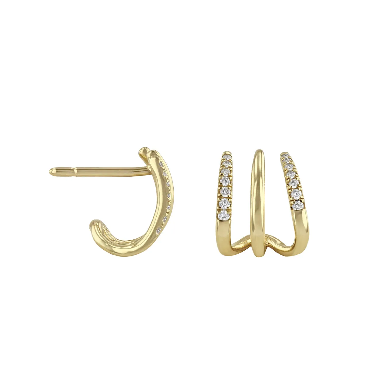 Everyday Diamond Claw Hoop Earrings | 9K Yellow Gold