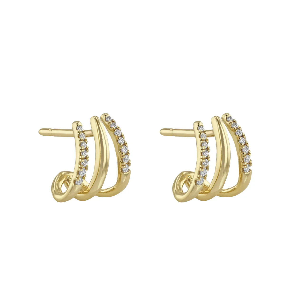 Everyday Diamond Claw Hoop Earrings | 9K Yellow Gold