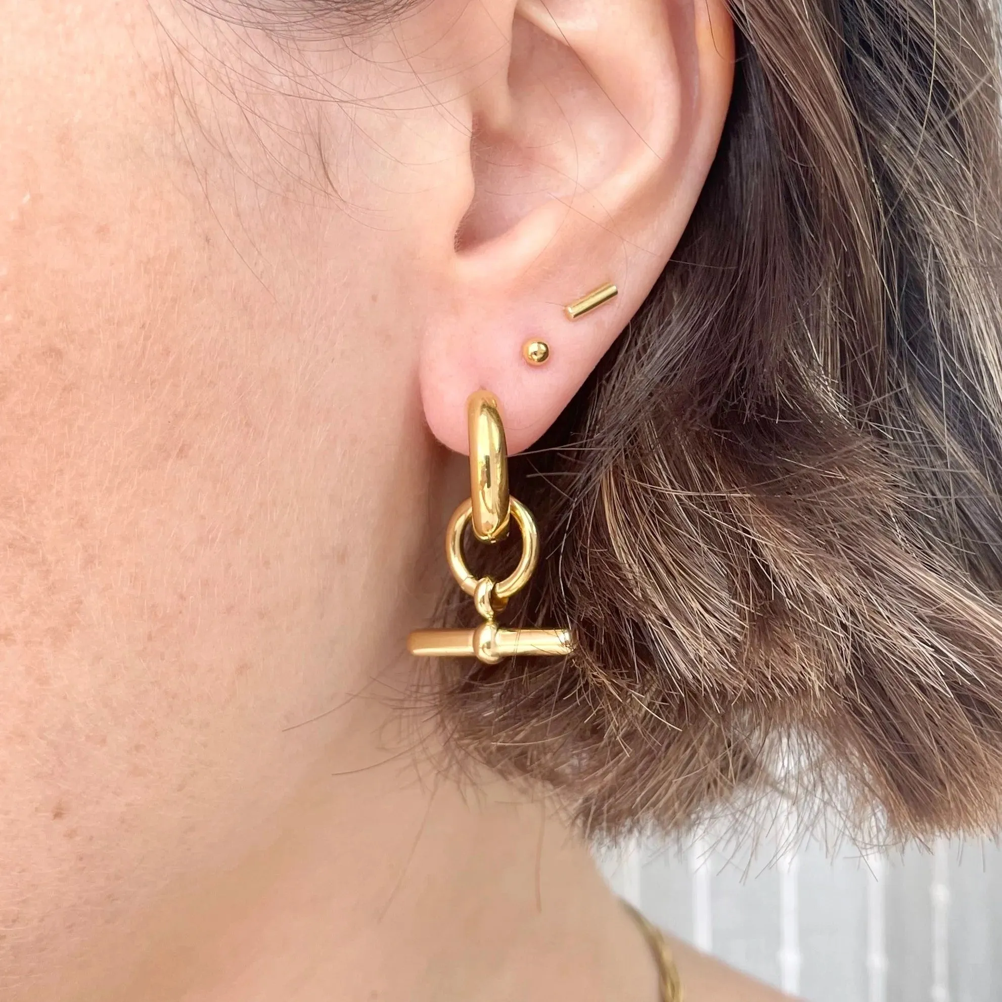 Everyday Gold Bar Hoop Earrings