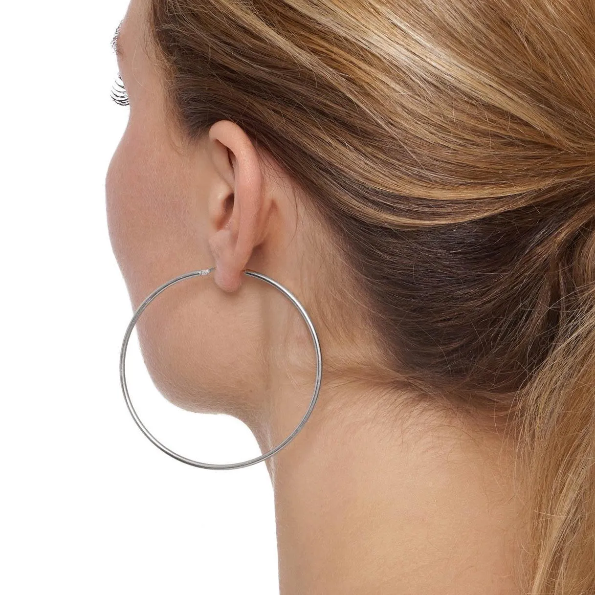 Everyday, Skinny 'Chica Latina' Hoop Earrings - XXL & XL - Silver,