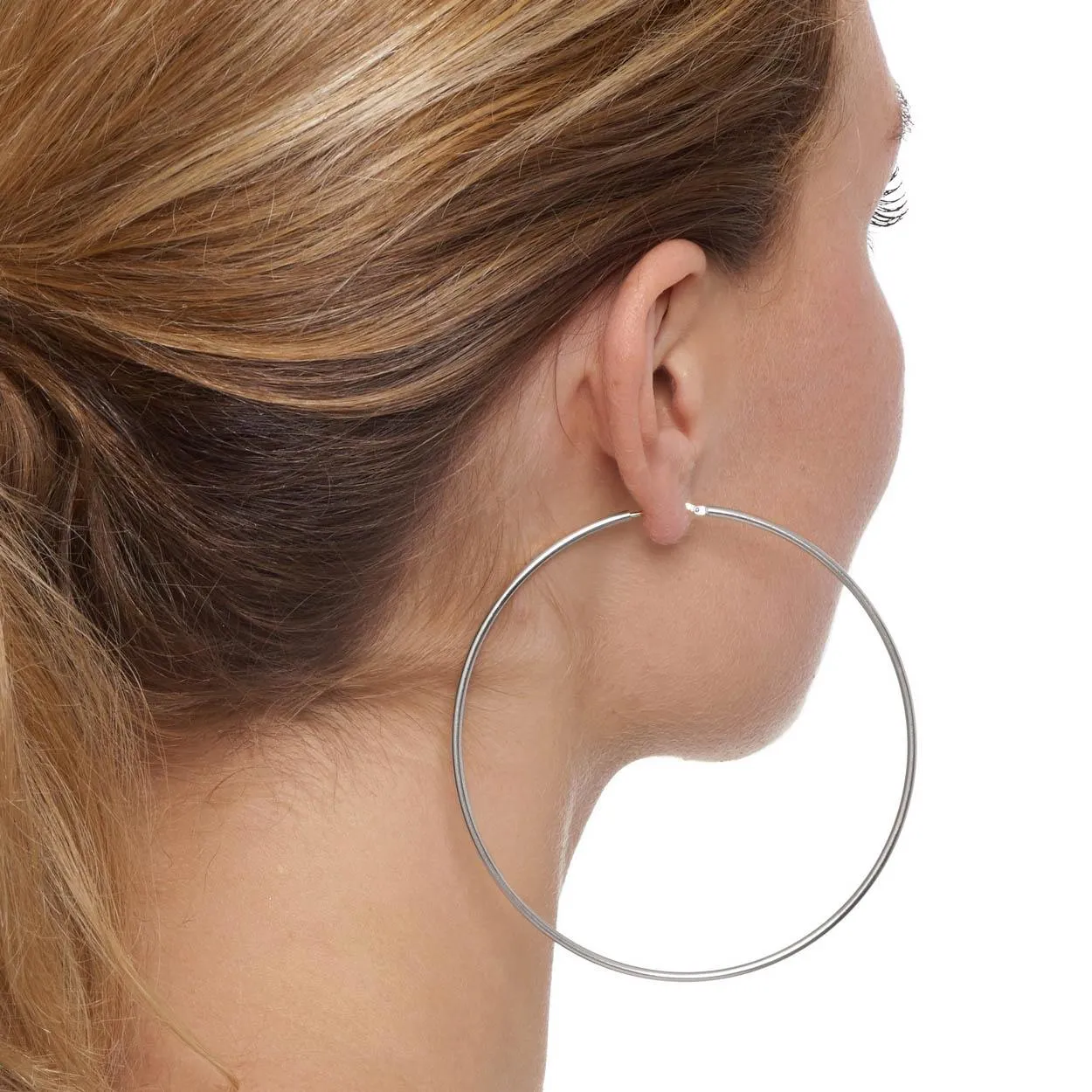 Everyday, Skinny 'Chica Latina' Hoop Earrings - XXL & XL - Silver,