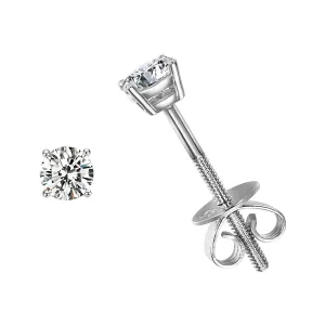 FANCIME Round Diamond 14k White Gold Stud Earrings