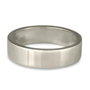 Flat Comfort Fit Wedding Ring, 6mm in Platinum