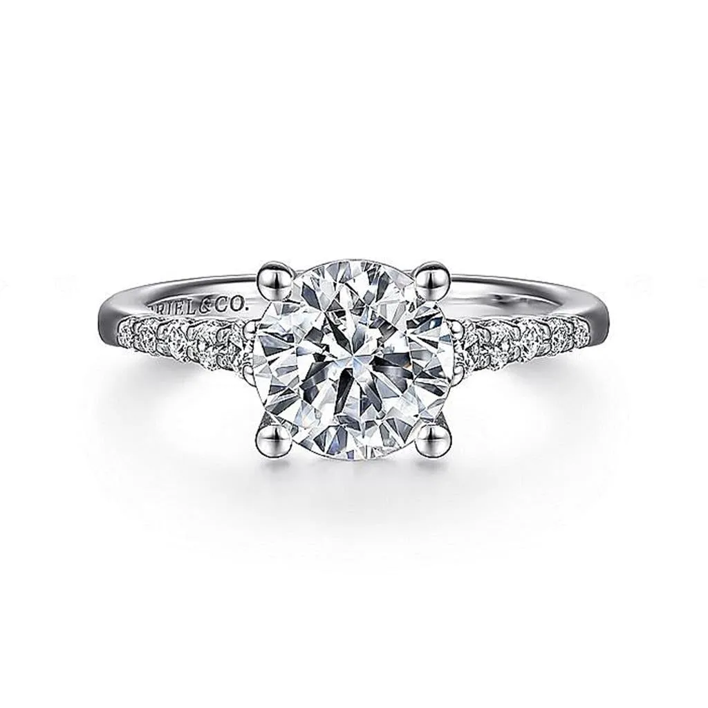 Gabriel & Co Reed - 14K White Gold Round Diamond Engagement Ring