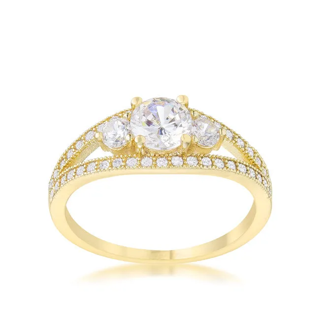 Genna 1.1ct CZ 14k Gold Delicate Classic Ring