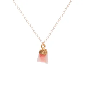 Gold Pink Opal Raw Crystal Necklace