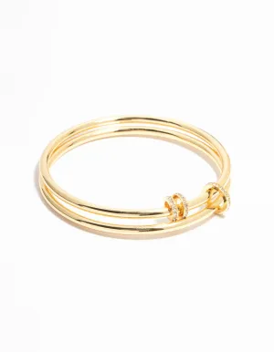 Gold Plated Layered Rings Bangle