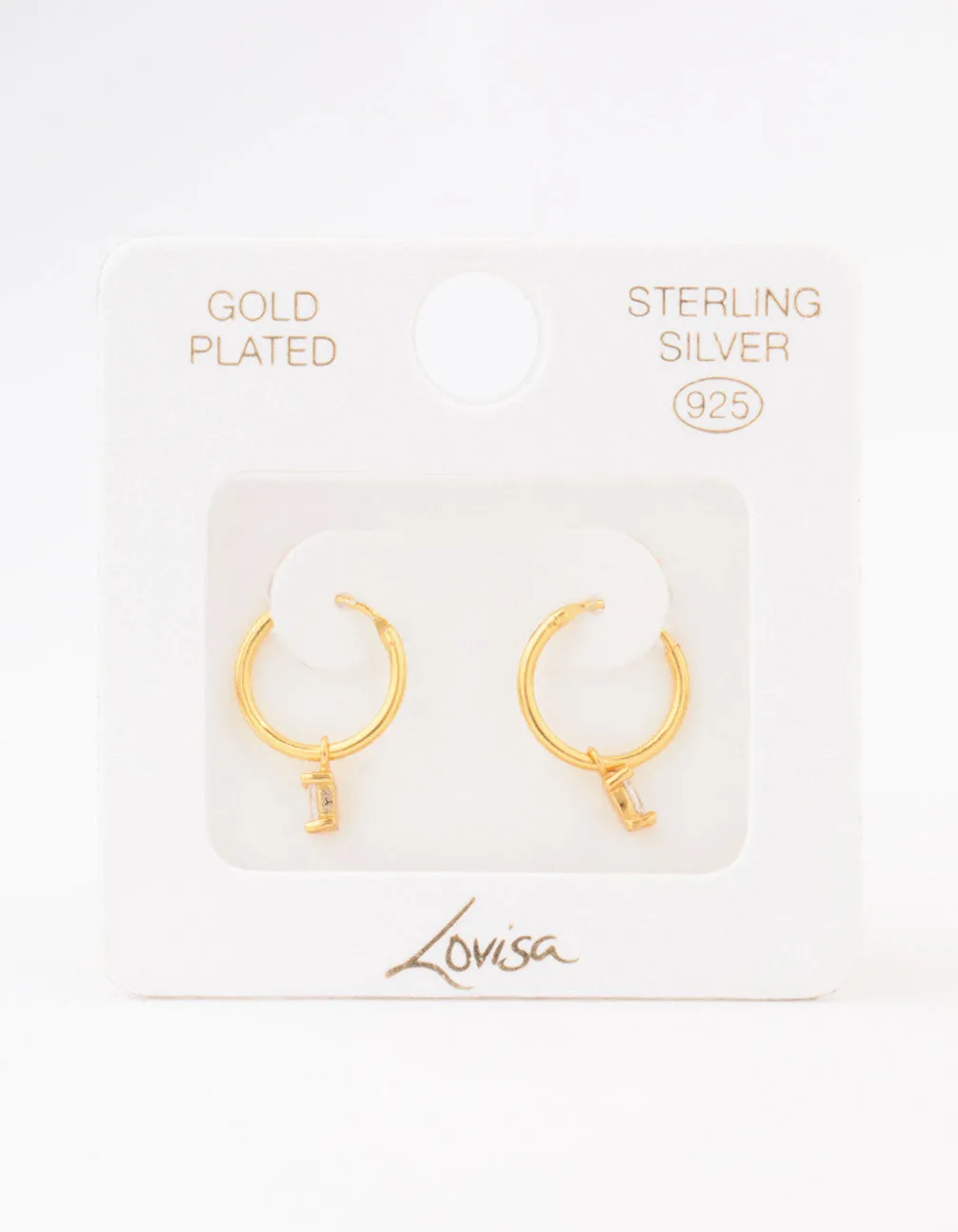 Gold Plated Sterling Silver Oval Cubic Zirconia Hoop Earrings