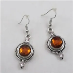 Golden Brown Crystal & Silver Earrings