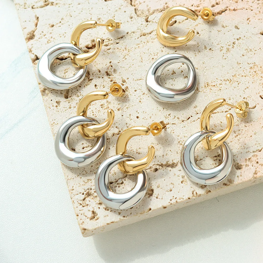 Golden Split Ring Stud Earrings - Planderful Everyday Genie Collection