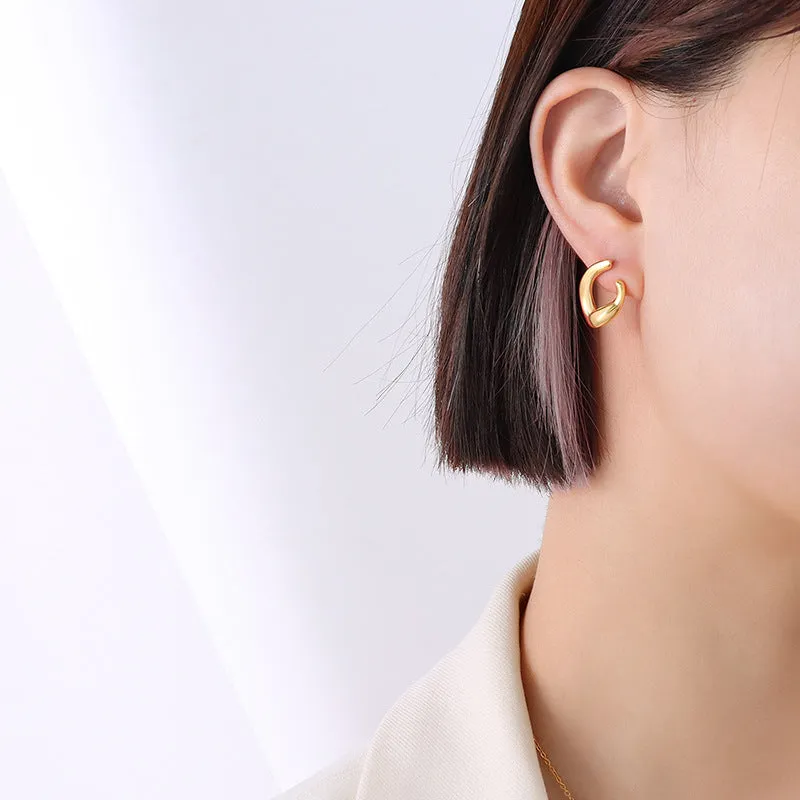 Golden Split Ring Stud Earrings - Planderful Everyday Genie Collection