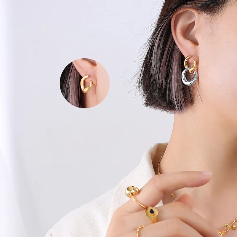 Golden Split Ring Stud Earrings - Planderful Everyday Genie Collection