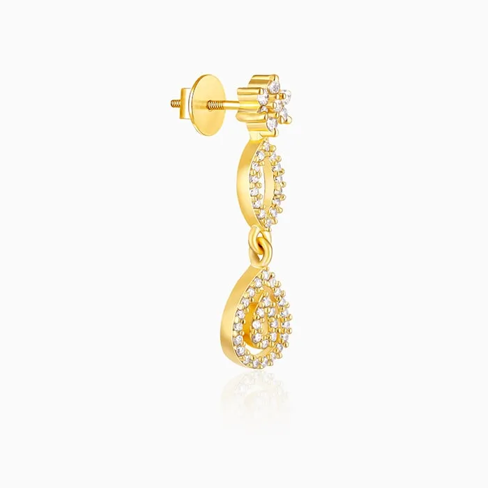 Golden Zircon Shine Elegant Earrings