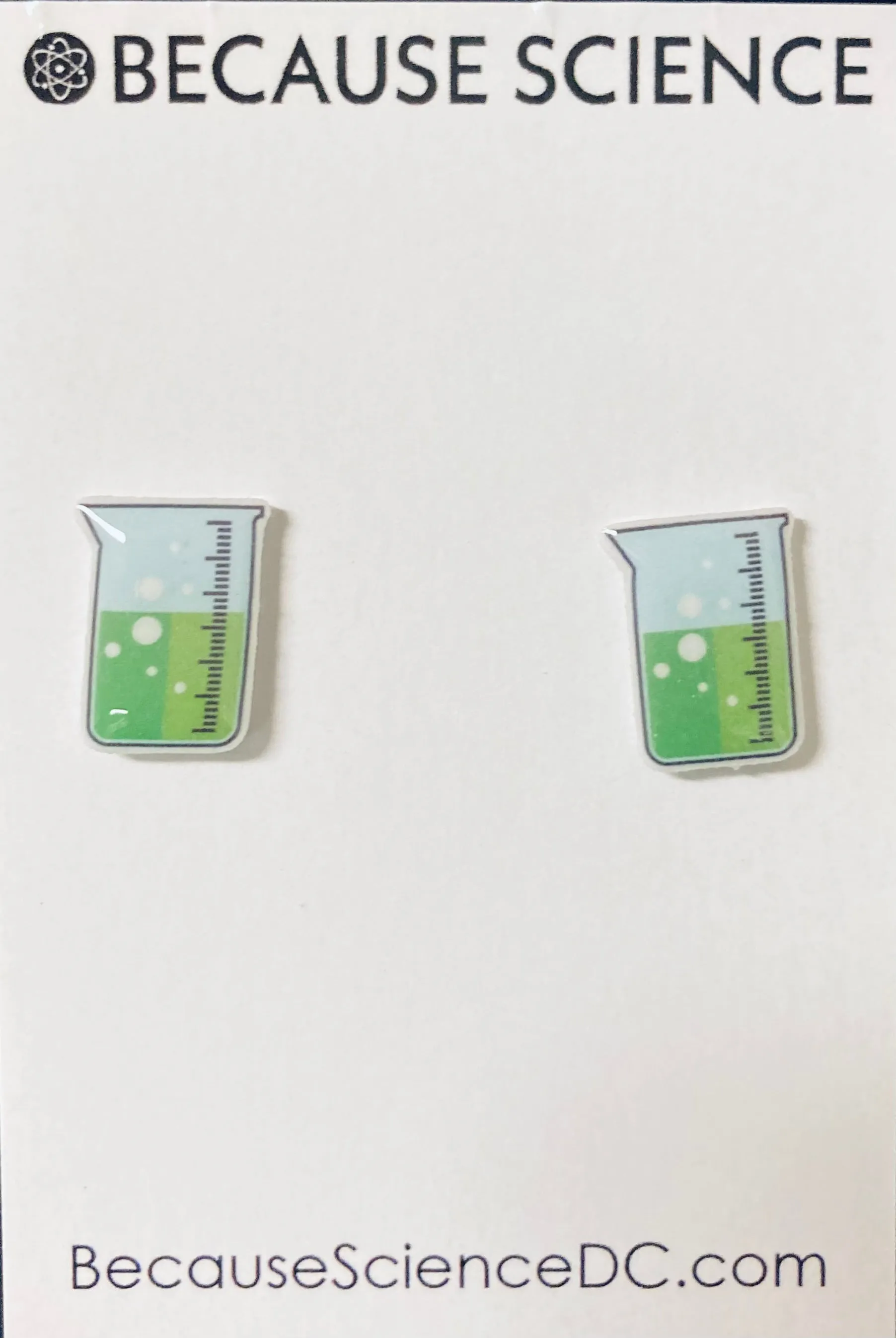 Green Beaker - Acrylic Post Earrings