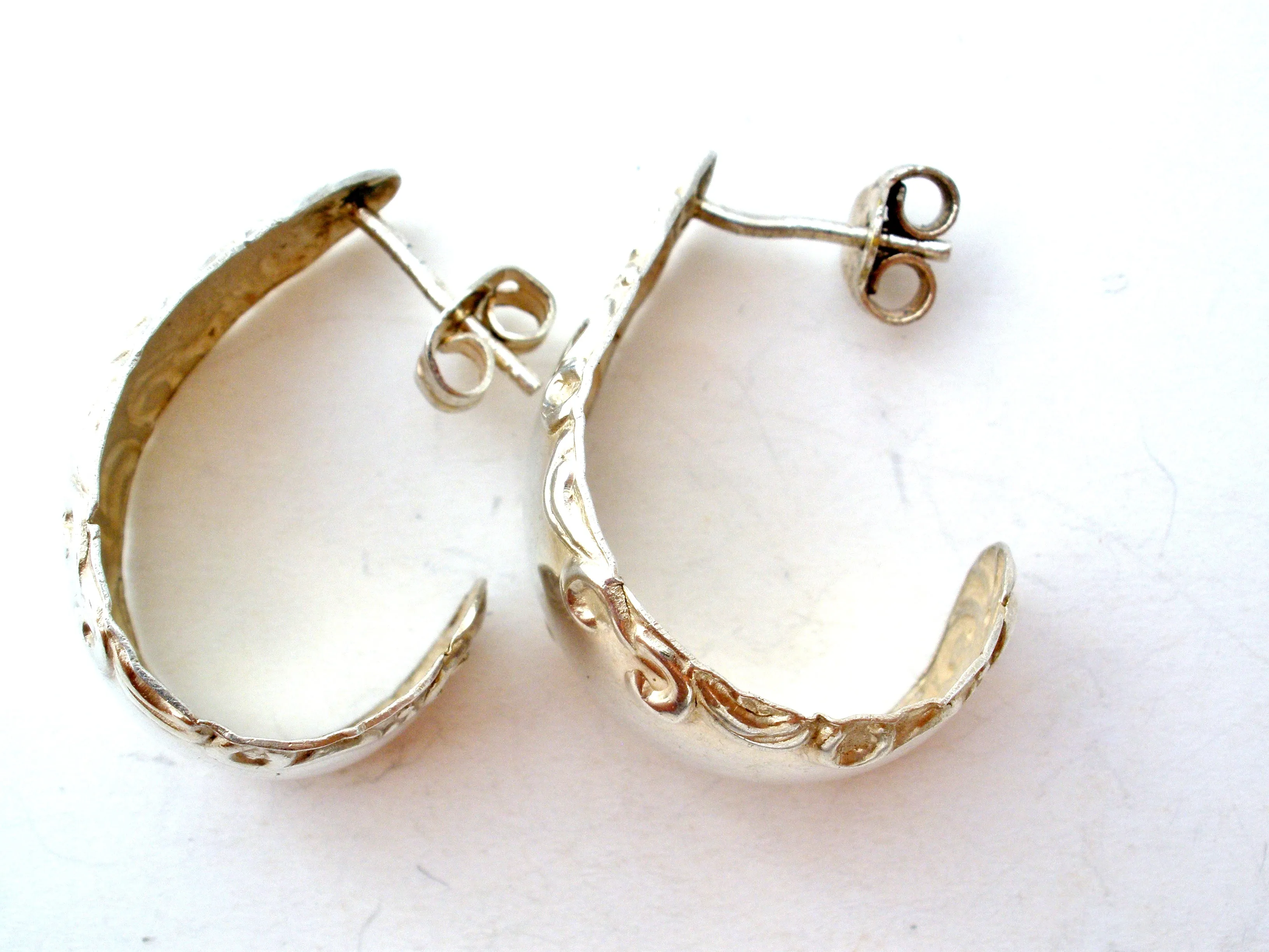 Half Hoop 925 Earrings Spoon Style Vintage