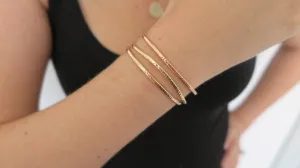 Hammered Cuff Set 4 (2 Thin Gold, 1 Thin Rose)