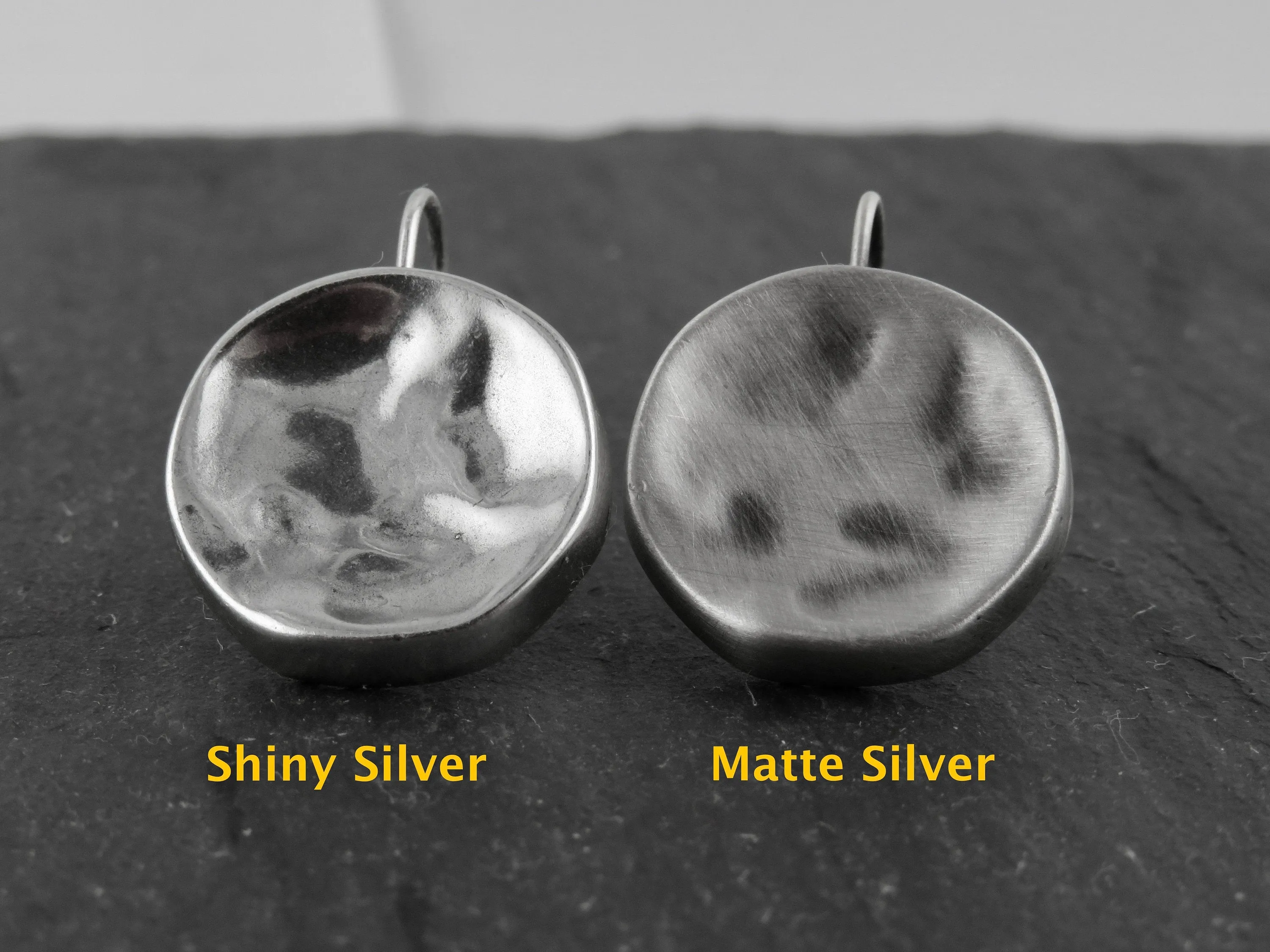 Hammered Disc Earrings - Silver