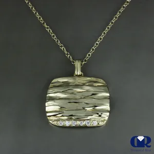 Handmade Diamond Pendant Necklace In 10K Gold With 16" Chain