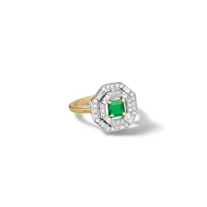 Heloise Engagement Ring 18ct White & Yellow Gold - Emerald & Diamond