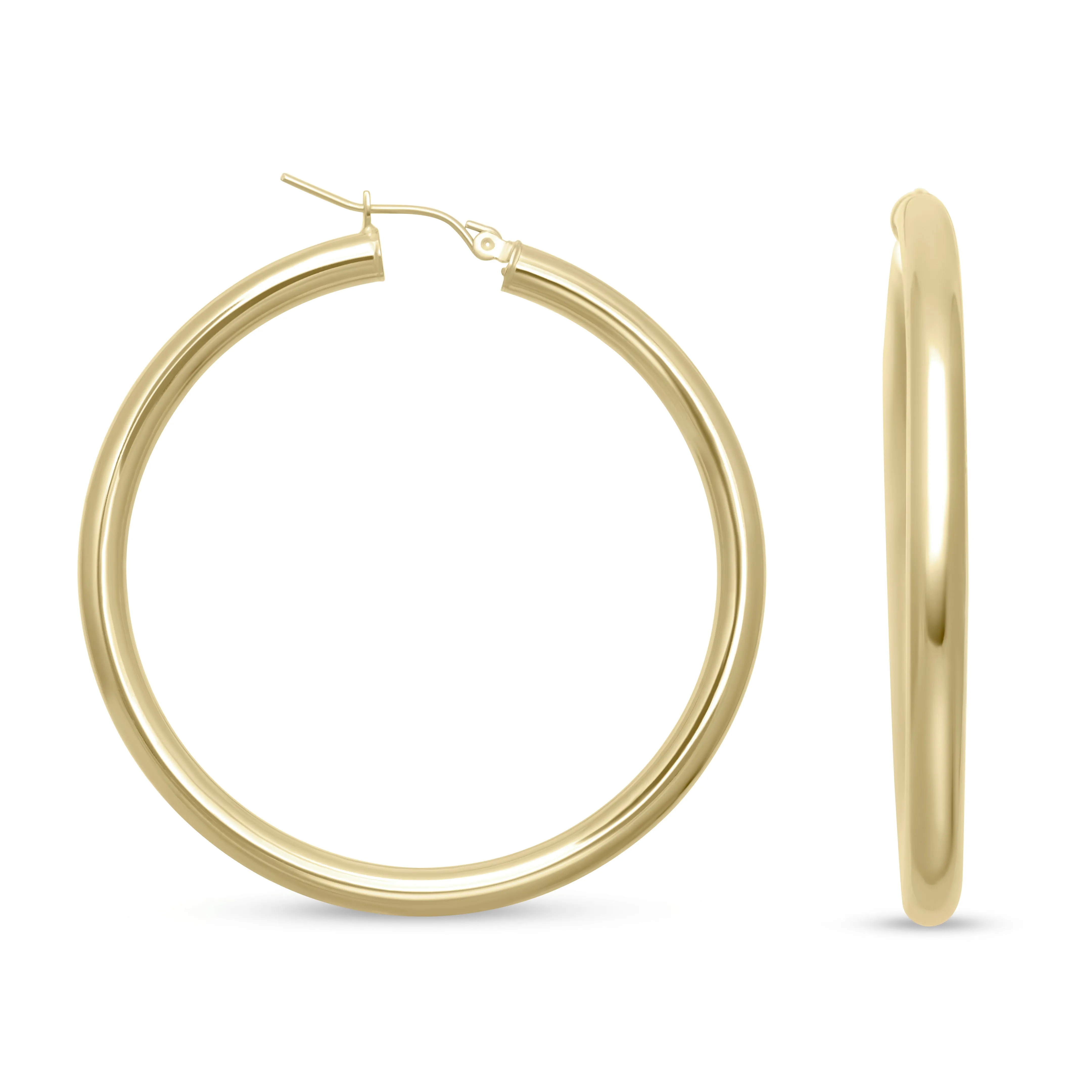 High Polished Plain Hoop Earrings 10K & 14K Yellow Gold