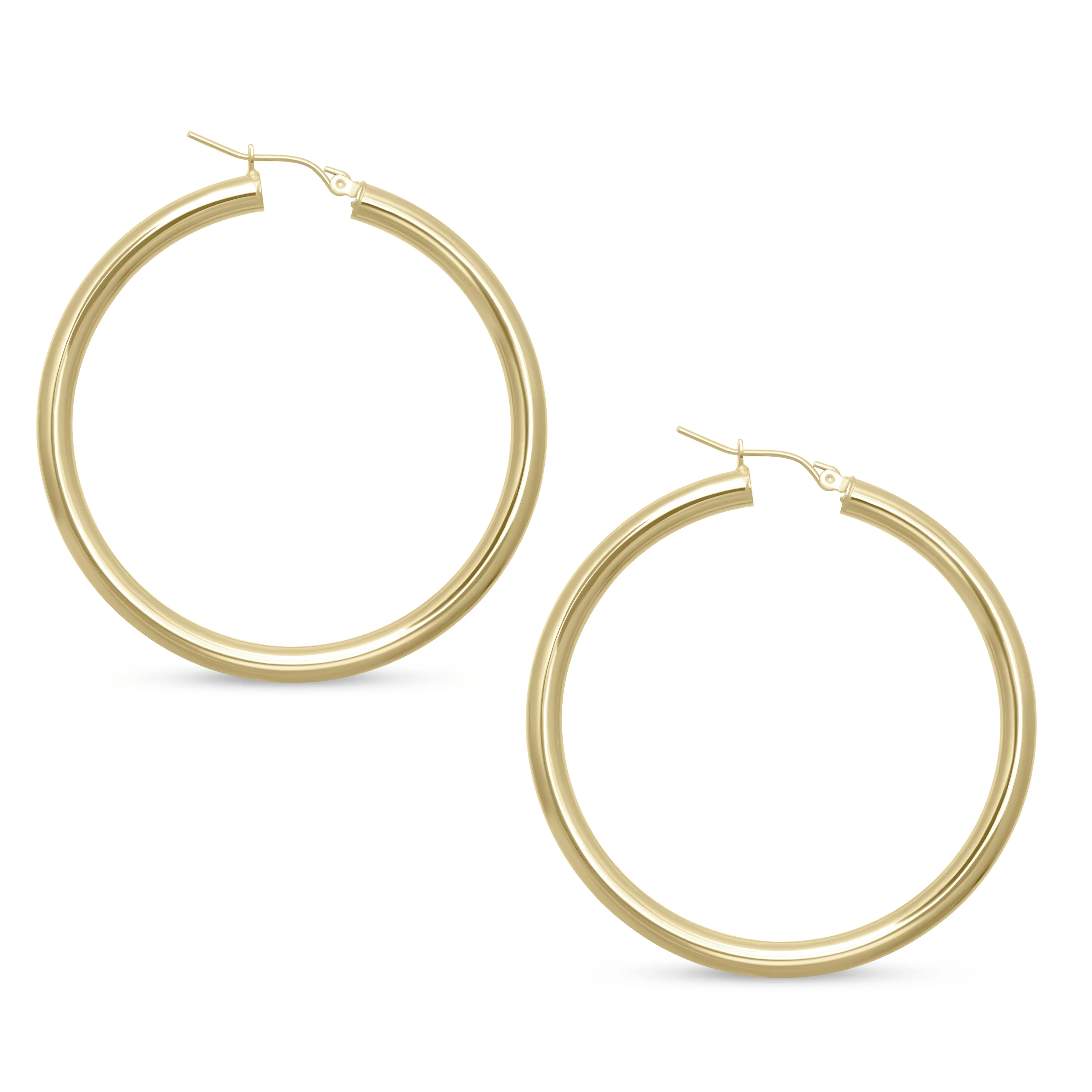 High Polished Plain Hoop Earrings 10K & 14K Yellow Gold